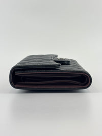Black Caviar Quilted Classic Flap Wallet SHW