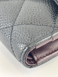 Black Caviar Quilted Classic Flap Wallet SHW