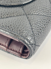 Black Caviar Quilted Classic Flap Wallet SHW