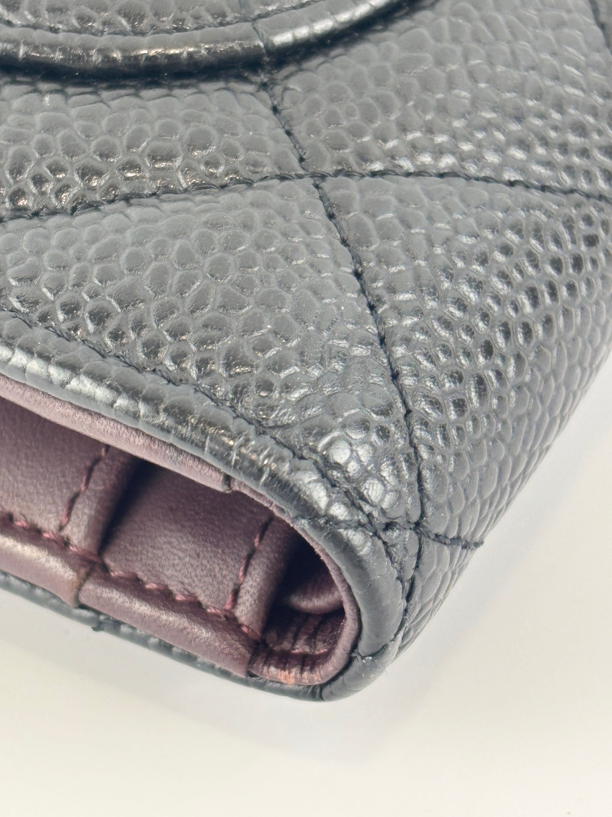 Black Caviar Quilted Classic Flap Wallet SHW