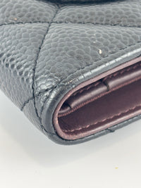 Black Caviar Quilted Classic Flap Wallet SHW