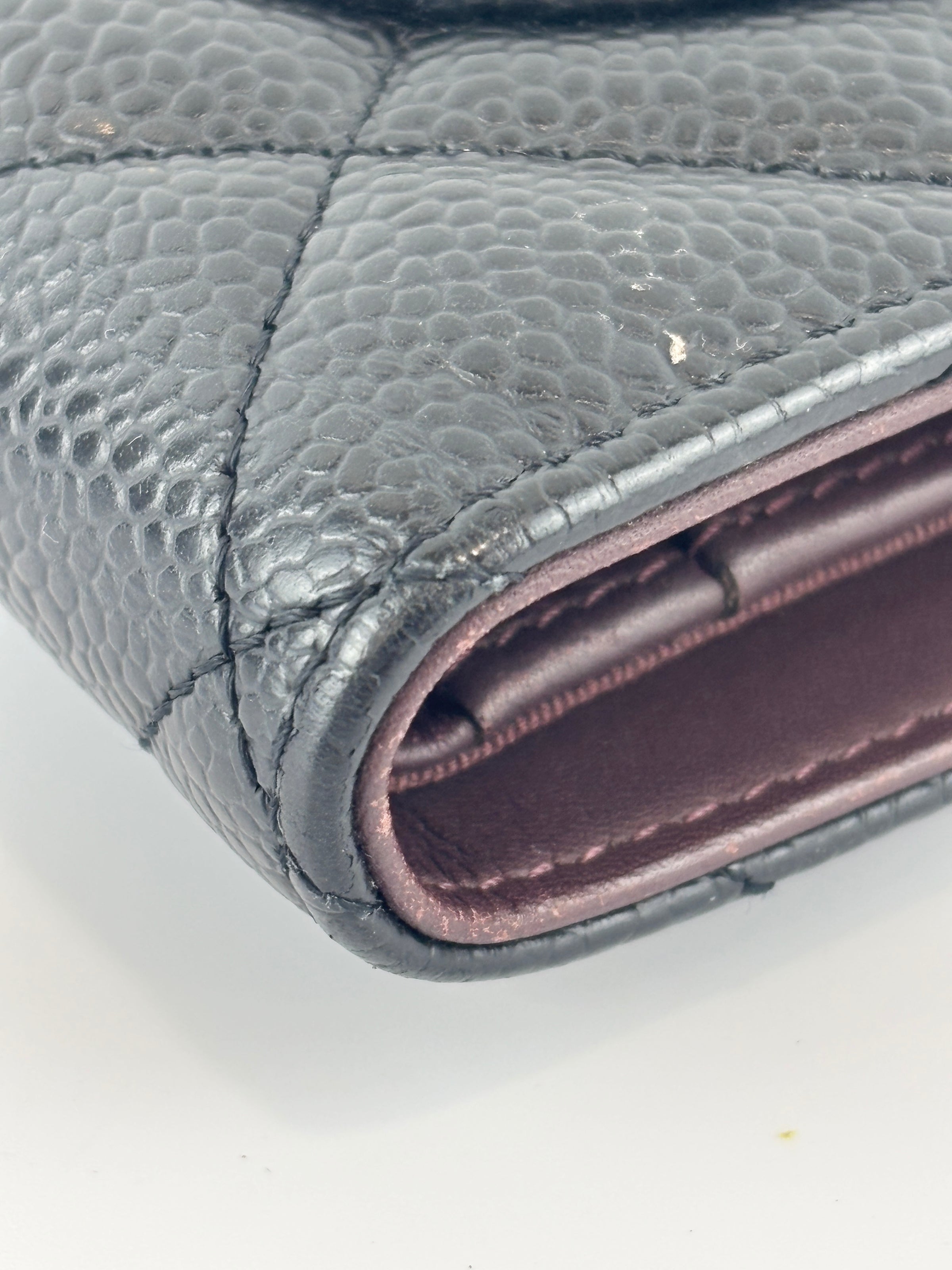 Black Caviar Quilted Classic Flap Wallet SHW