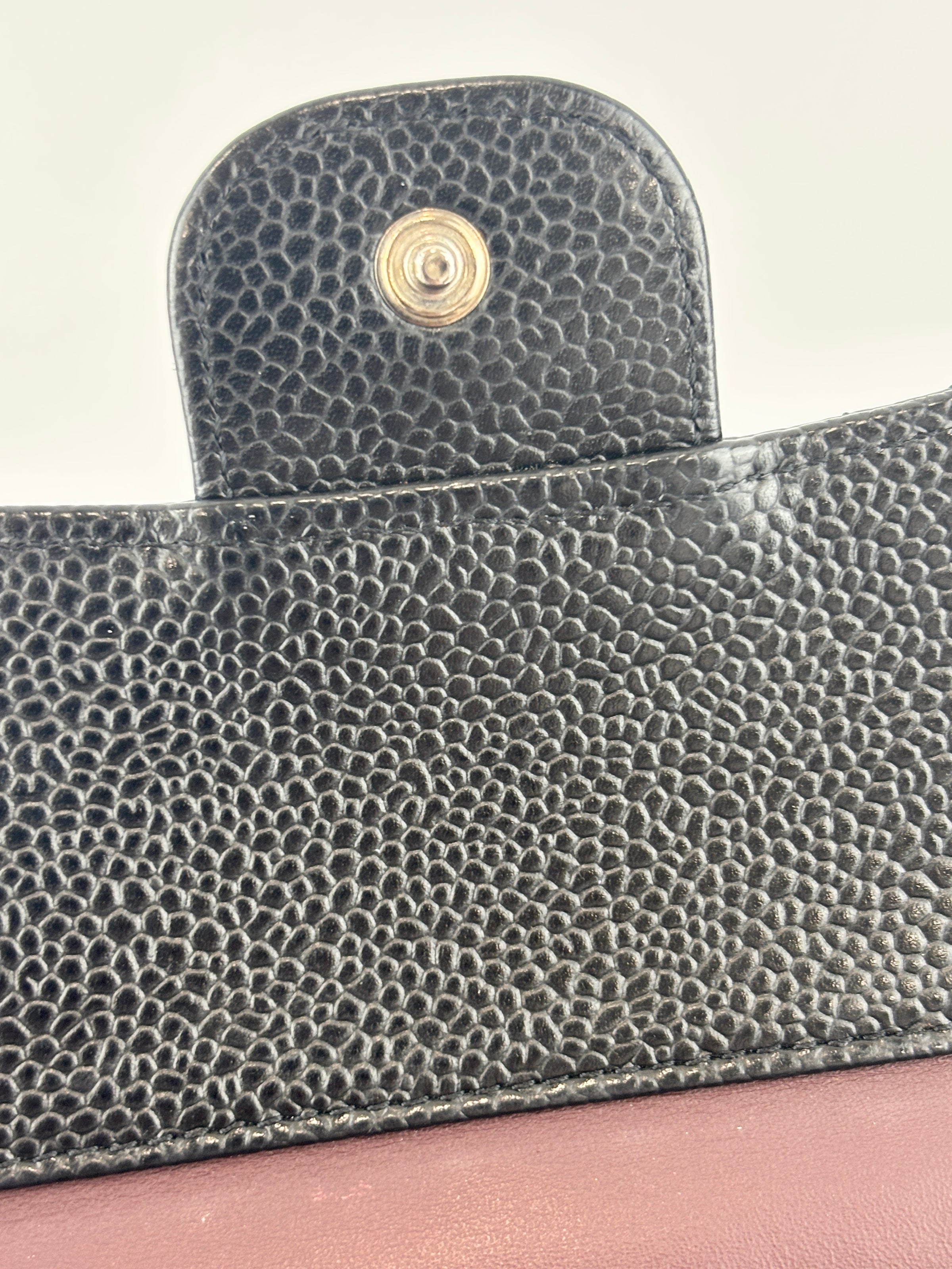 Black Caviar Quilted Classic Flap Wallet SHW
