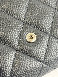 Black Caviar Quilted Classic Flap Wallet SHW