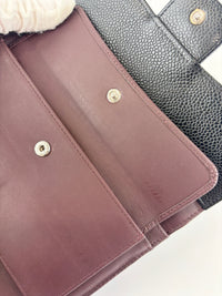 Black Caviar Quilted Classic Flap Wallet SHW