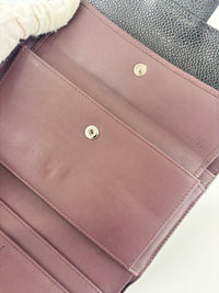 Black Caviar Quilted Classic Flap Wallet SHW