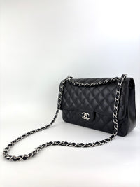 Black Caviar Classic Double Flap SHW
