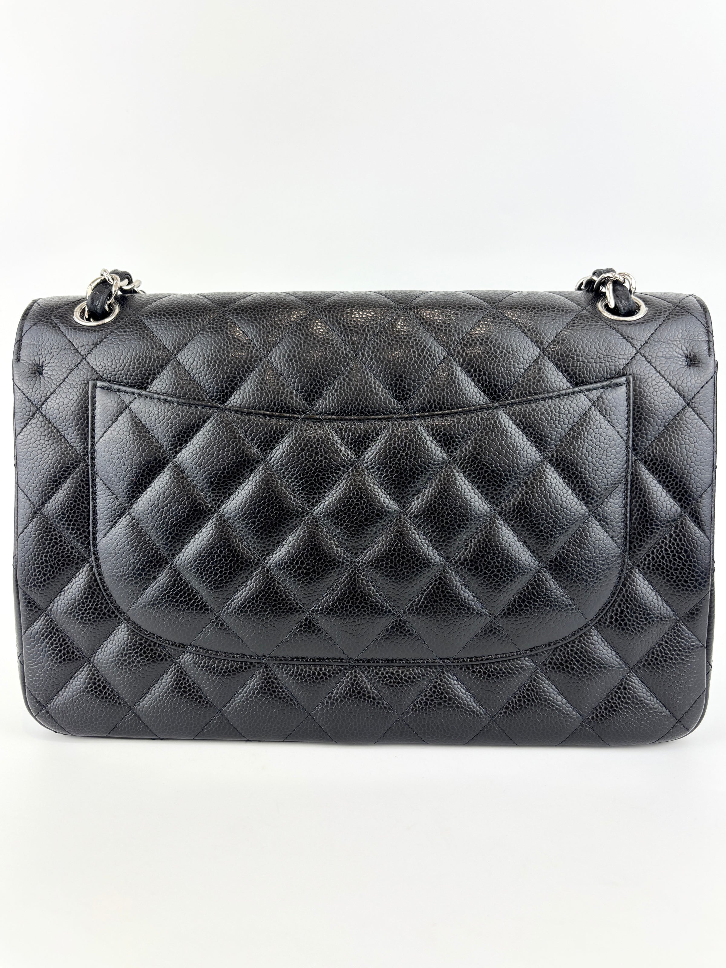 Black Caviar Classic Double Flap SHW