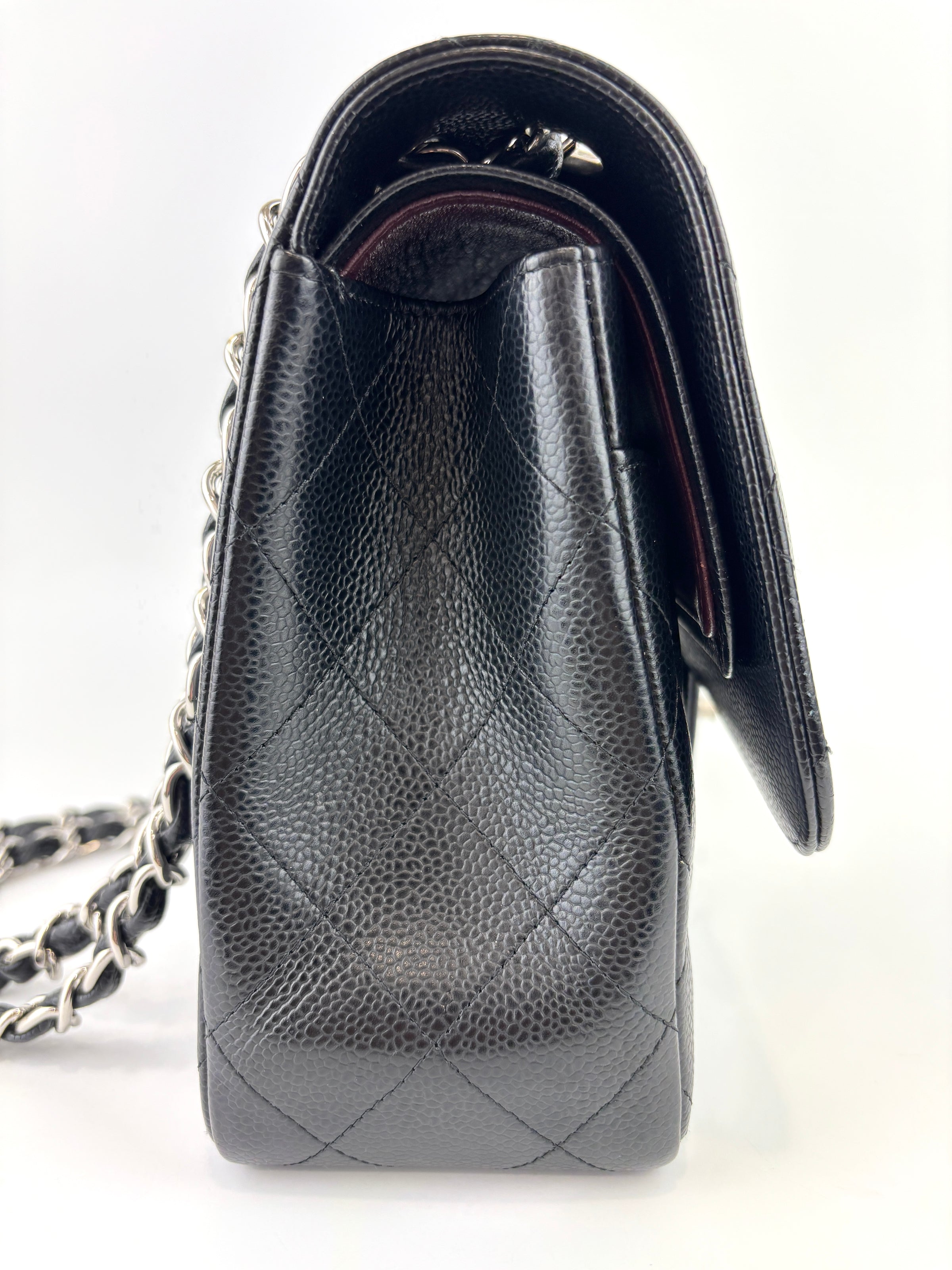 Black Caviar Classic Double Flap SHW