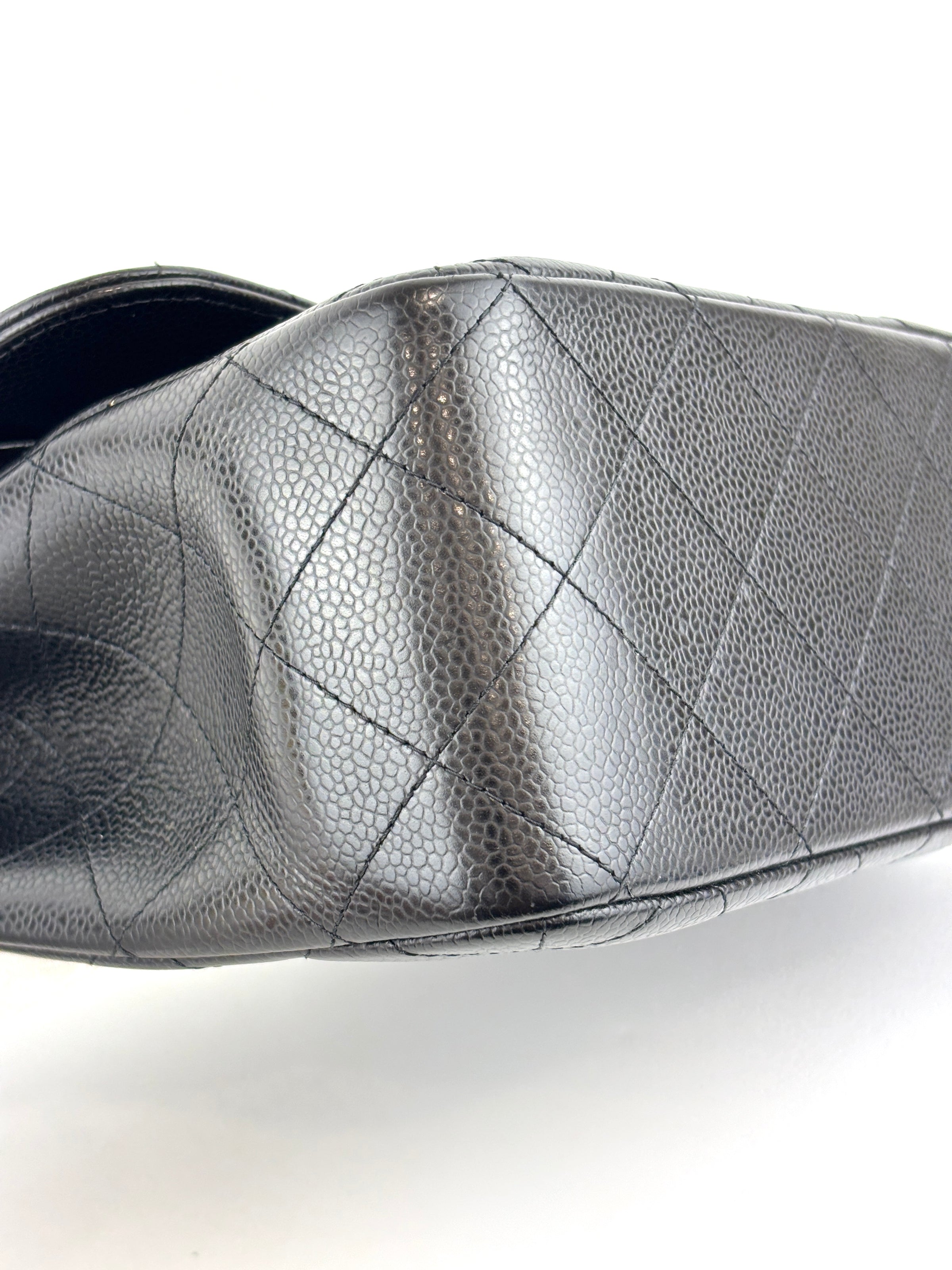 Black Caviar Classic Double Flap SHW