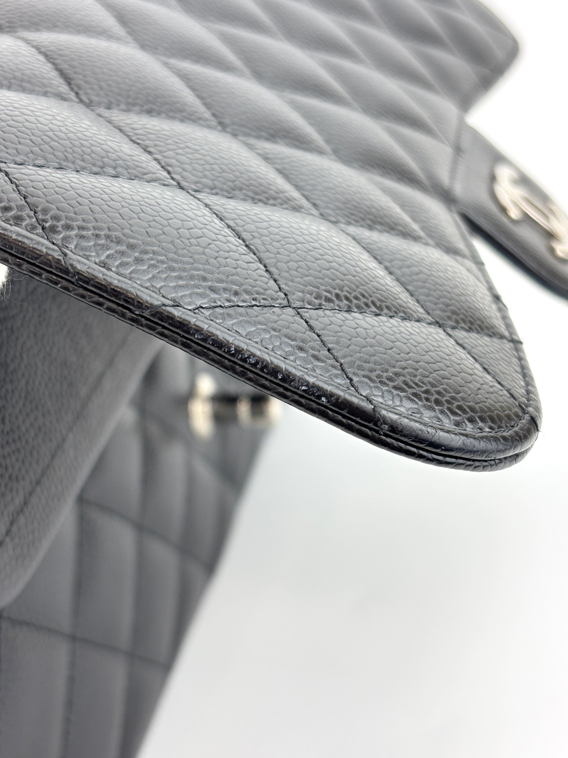 Black Caviar Classic Double Flap SHW