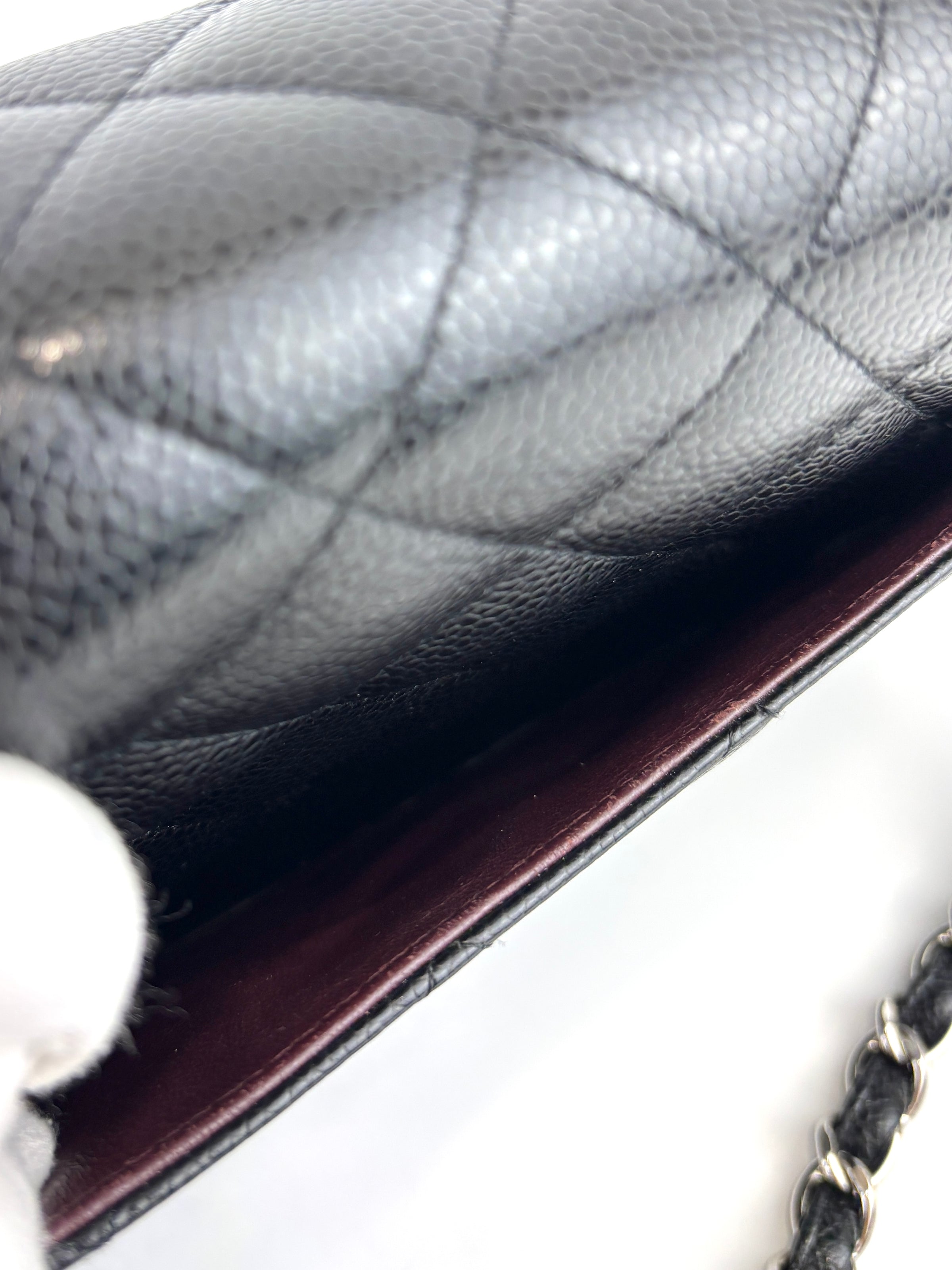 Black Caviar Classic Double Flap SHW