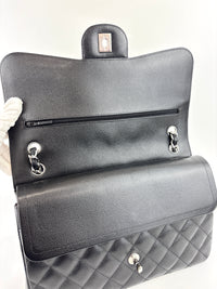 Black Caviar Classic Double Flap SHW