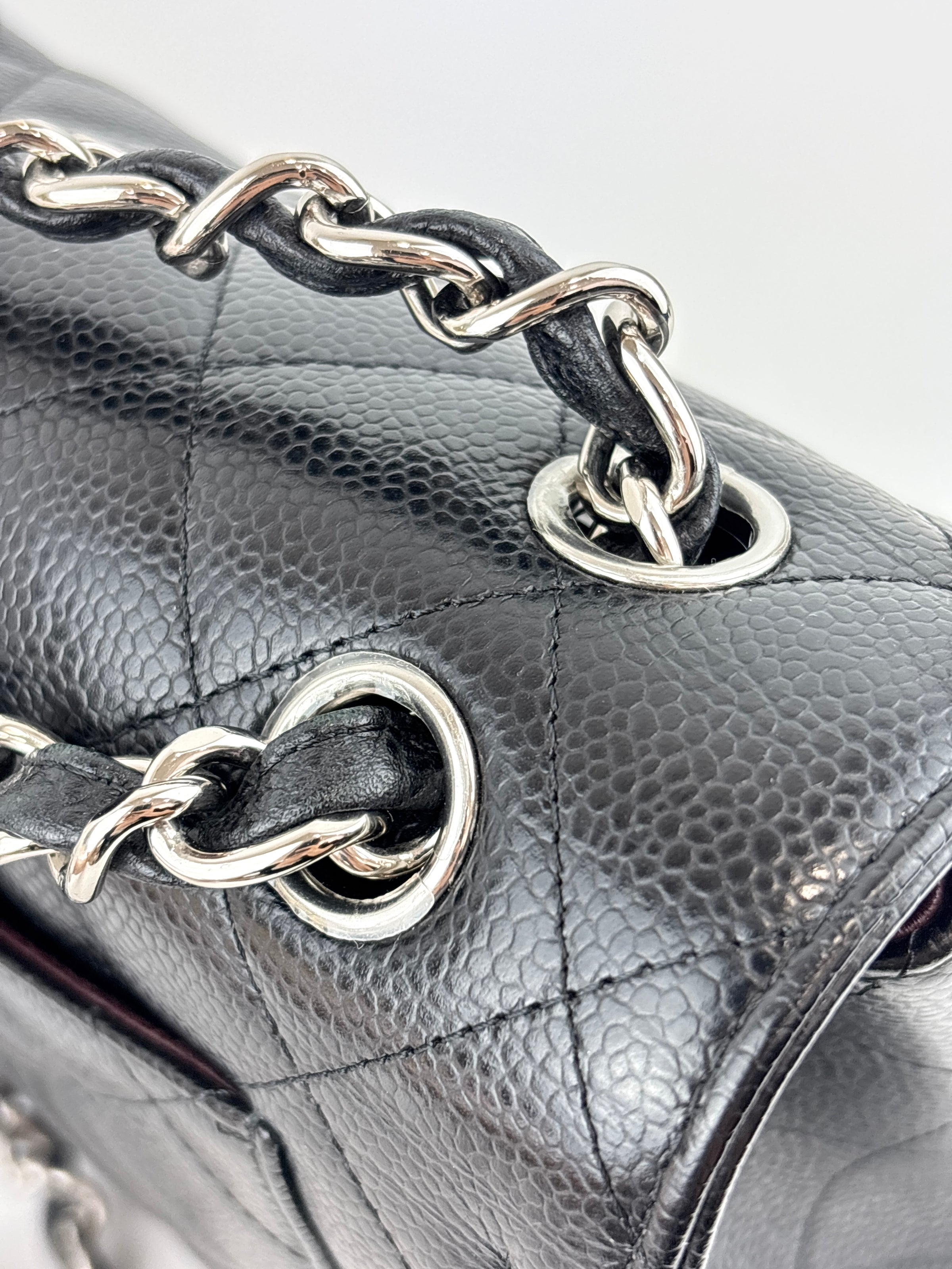 Black Caviar Classic Double Flap SHW