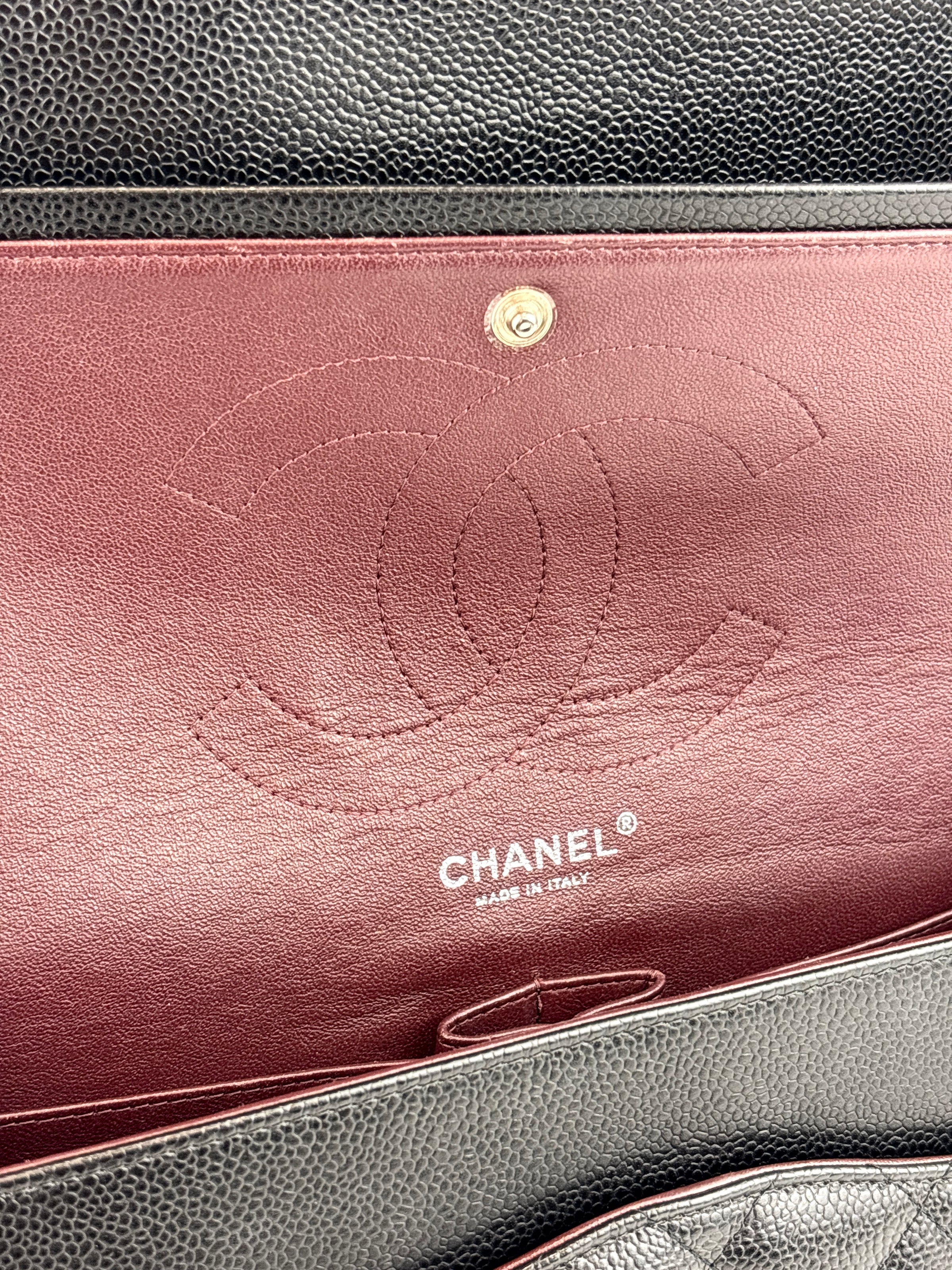 Black Caviar Classic Double Flap SHW