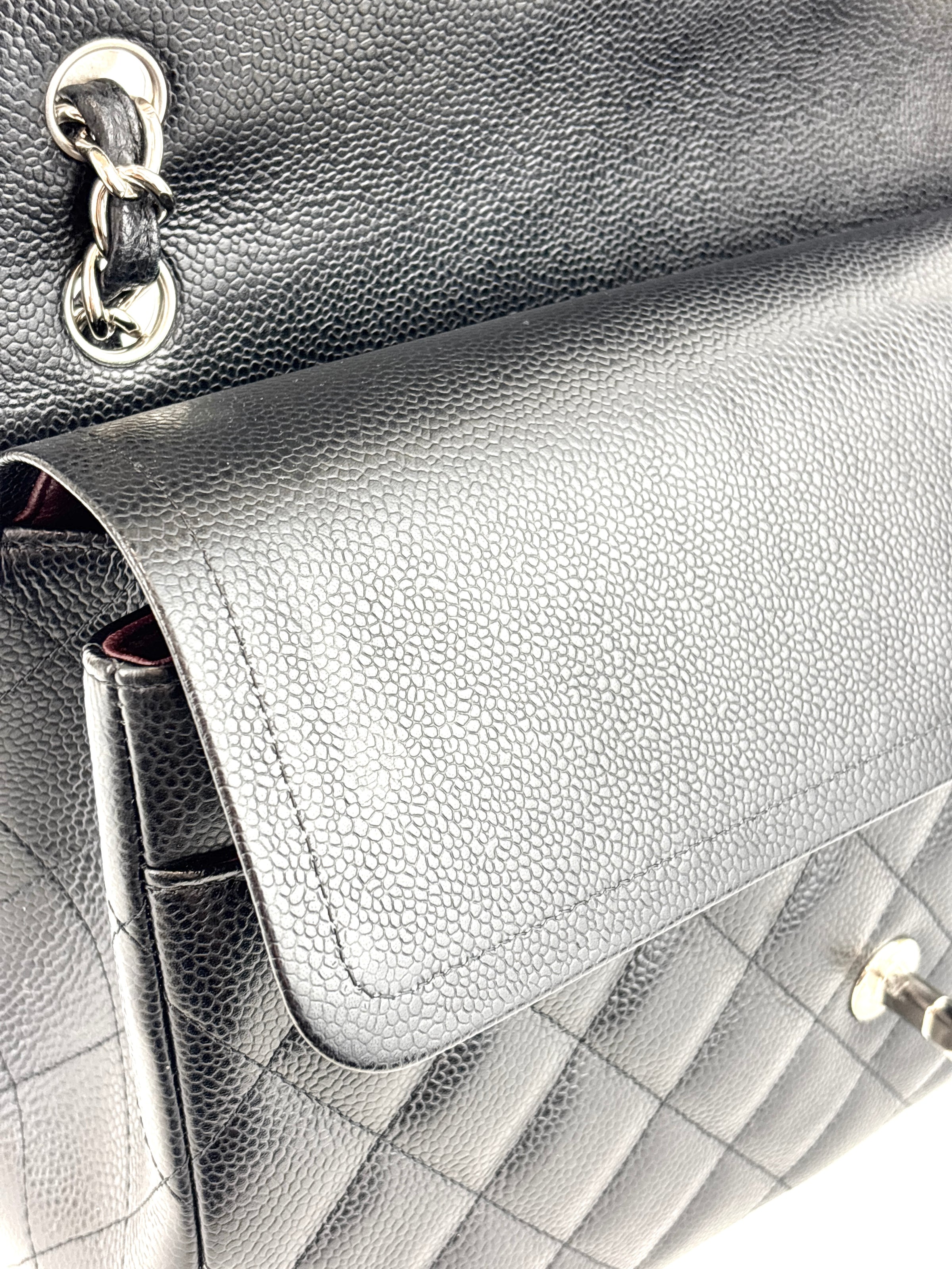 Black Caviar Classic Double Flap SHW