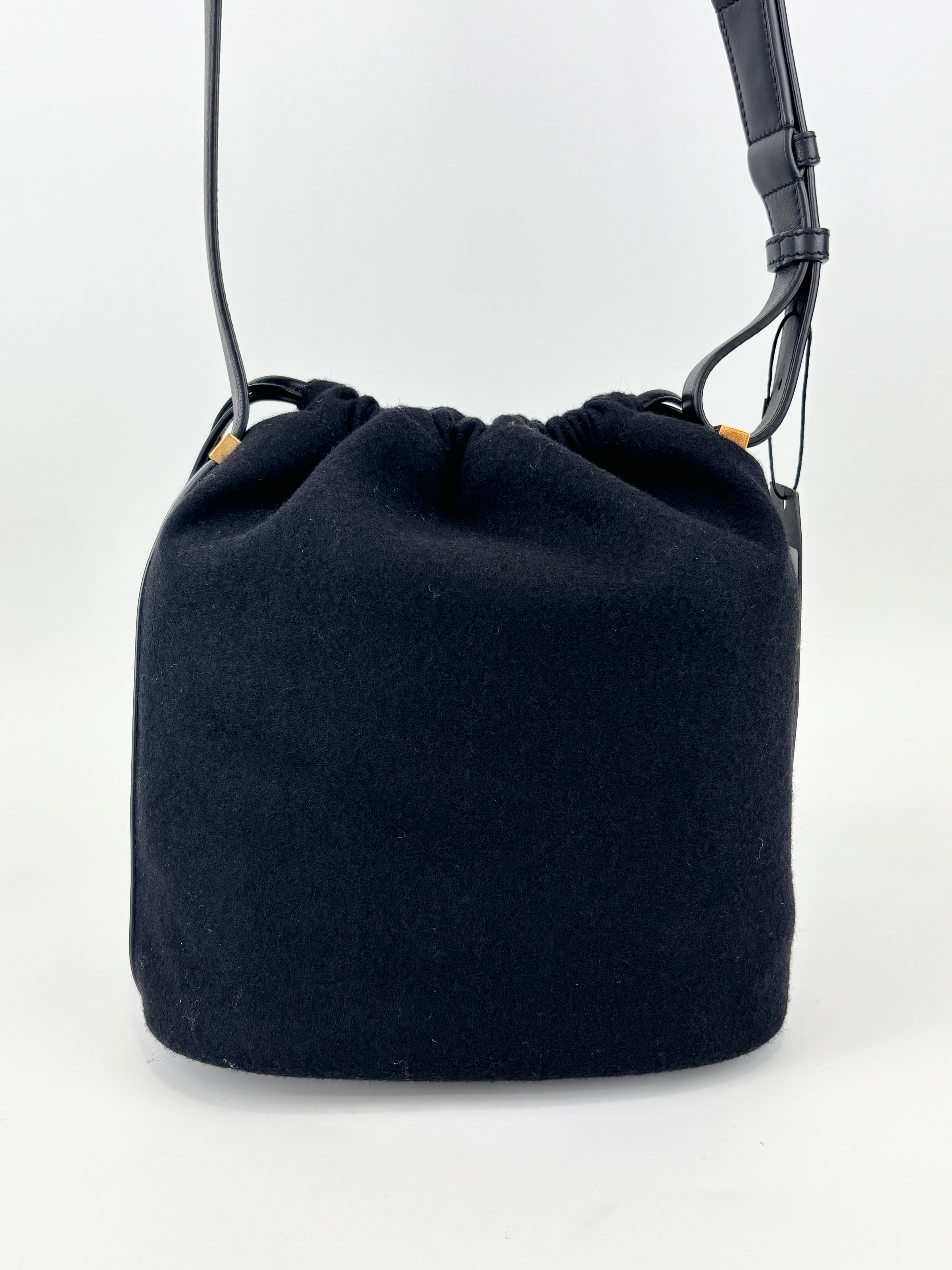 Rive Gauche Bucket Bag Black Wool / Gold YSL Emblem
