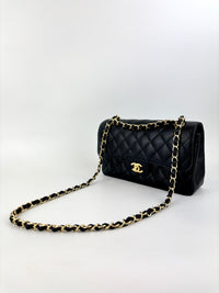 Classic Small Double Flap Black Caviar GHW - Glampot