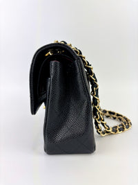 Classic Small Double Flap Black Caviar GHW - Glampot