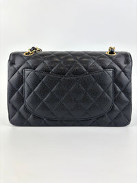 Classic Small Double Flap Black Caviar GHW - Glampot