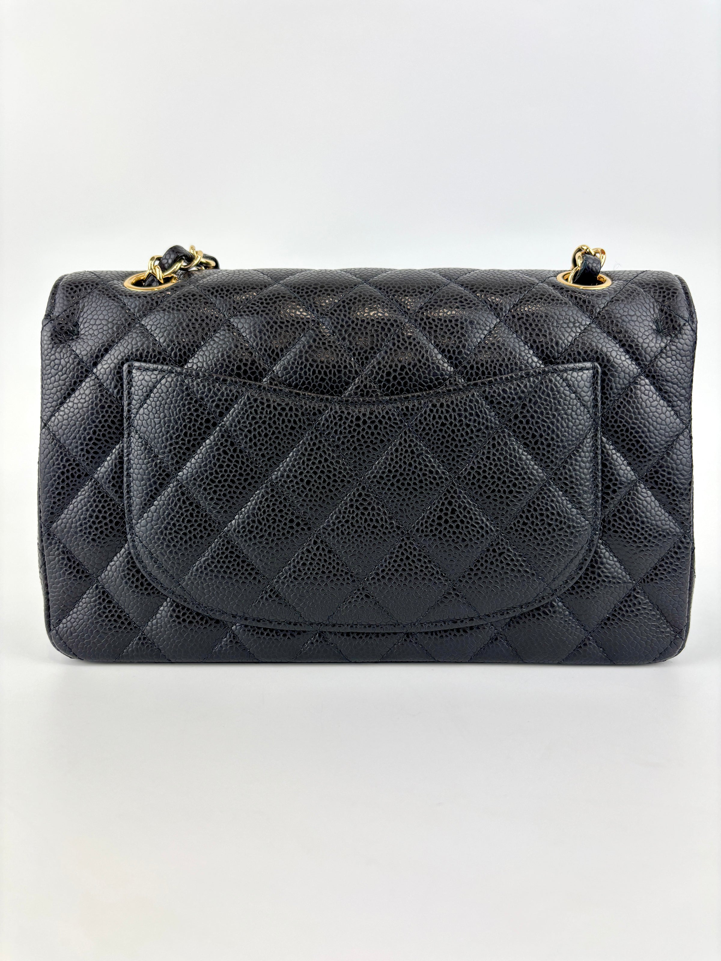 Classic Small Double Flap Black Caviar GHW - Glampot