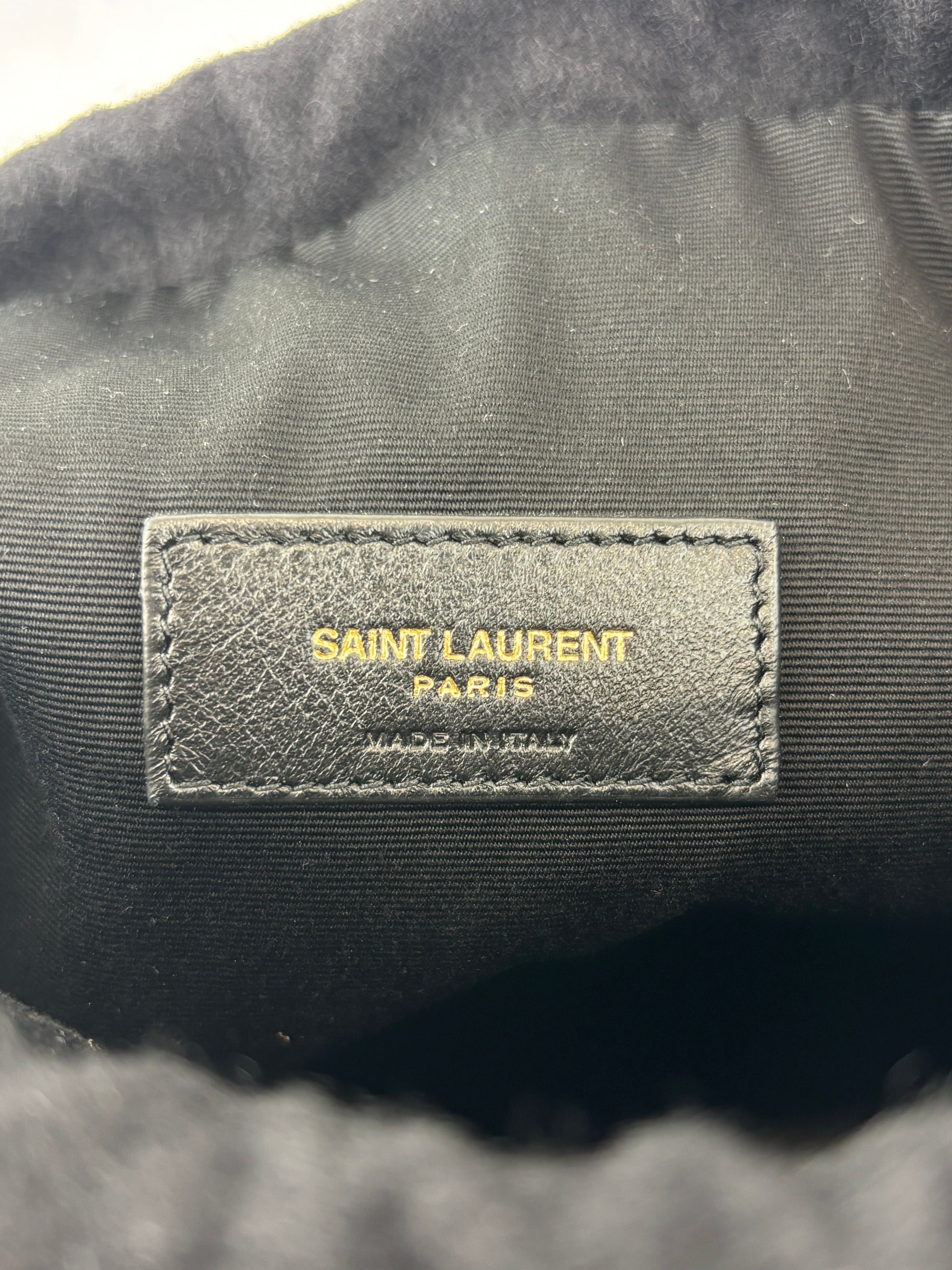 Rive Gauche Bucket Bag Black Wool / Gold YSL Emblem