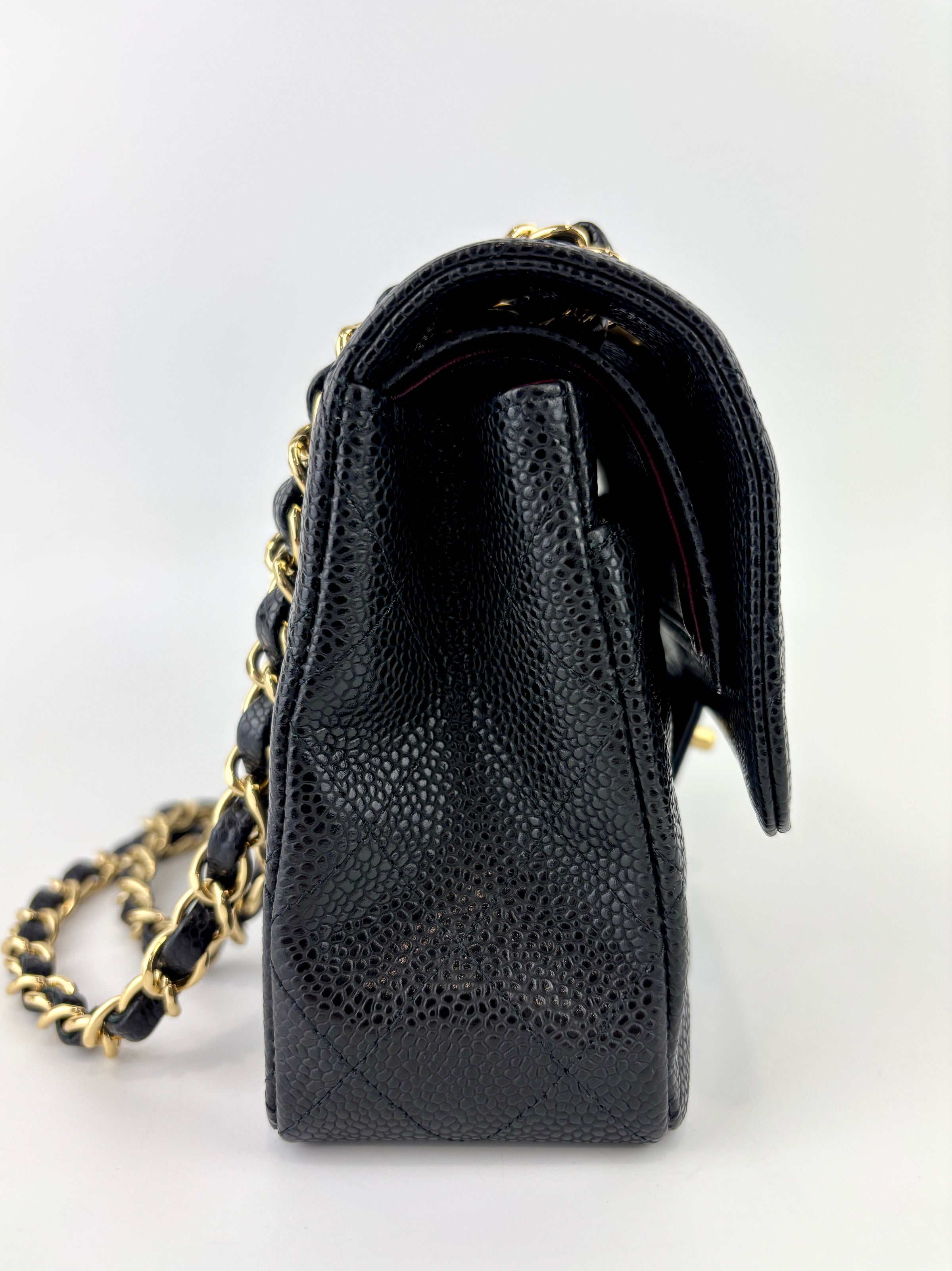 Classic Small Double Flap Black Caviar GHW - Glampot