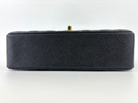 Classic Small Double Flap Black Caviar GHW - Glampot