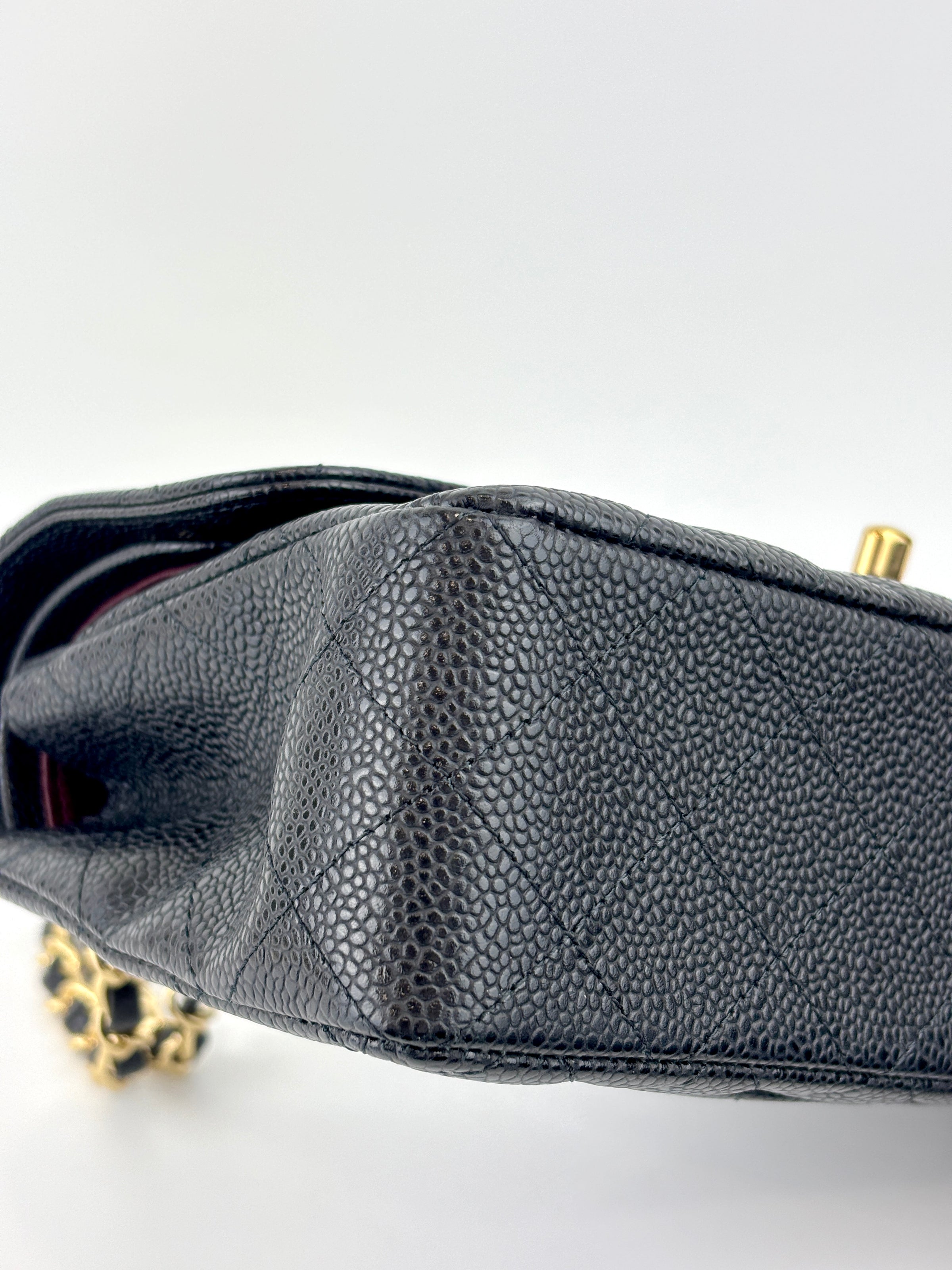 Classic Small Double Flap Black Caviar GHW - Glampot