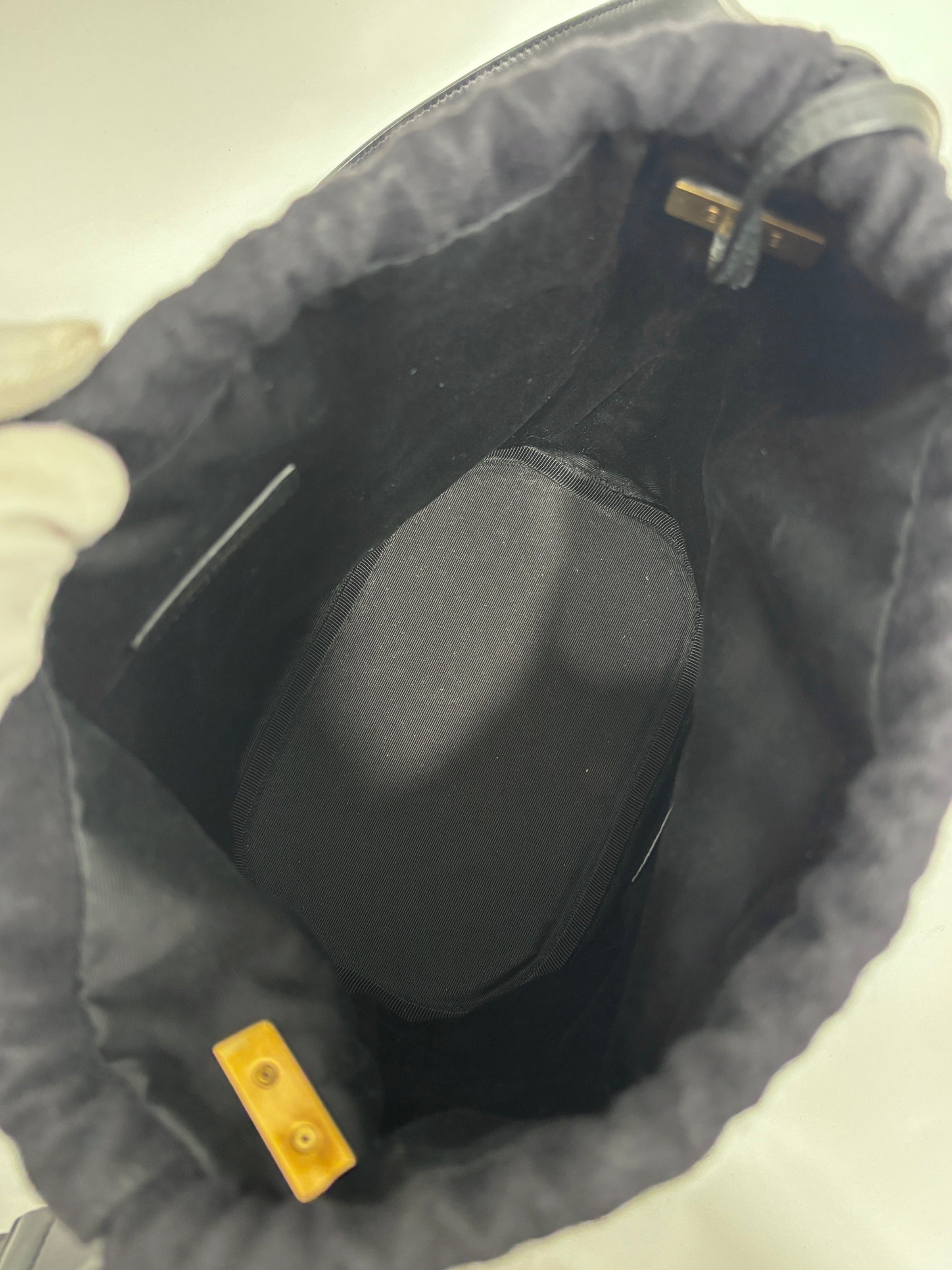 Rive Gauche Bucket Bag Black Wool / Gold YSL Emblem