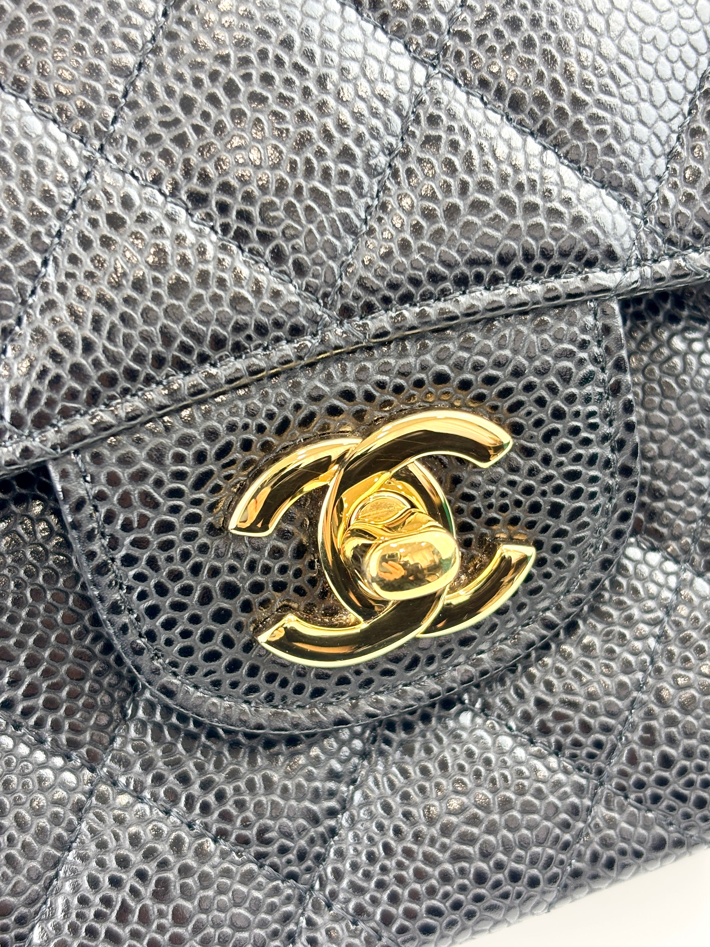 Classic Small Double Flap Black Caviar GHW - Glampot