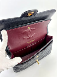 Classic Small Double Flap Black Caviar GHW - Glampot
