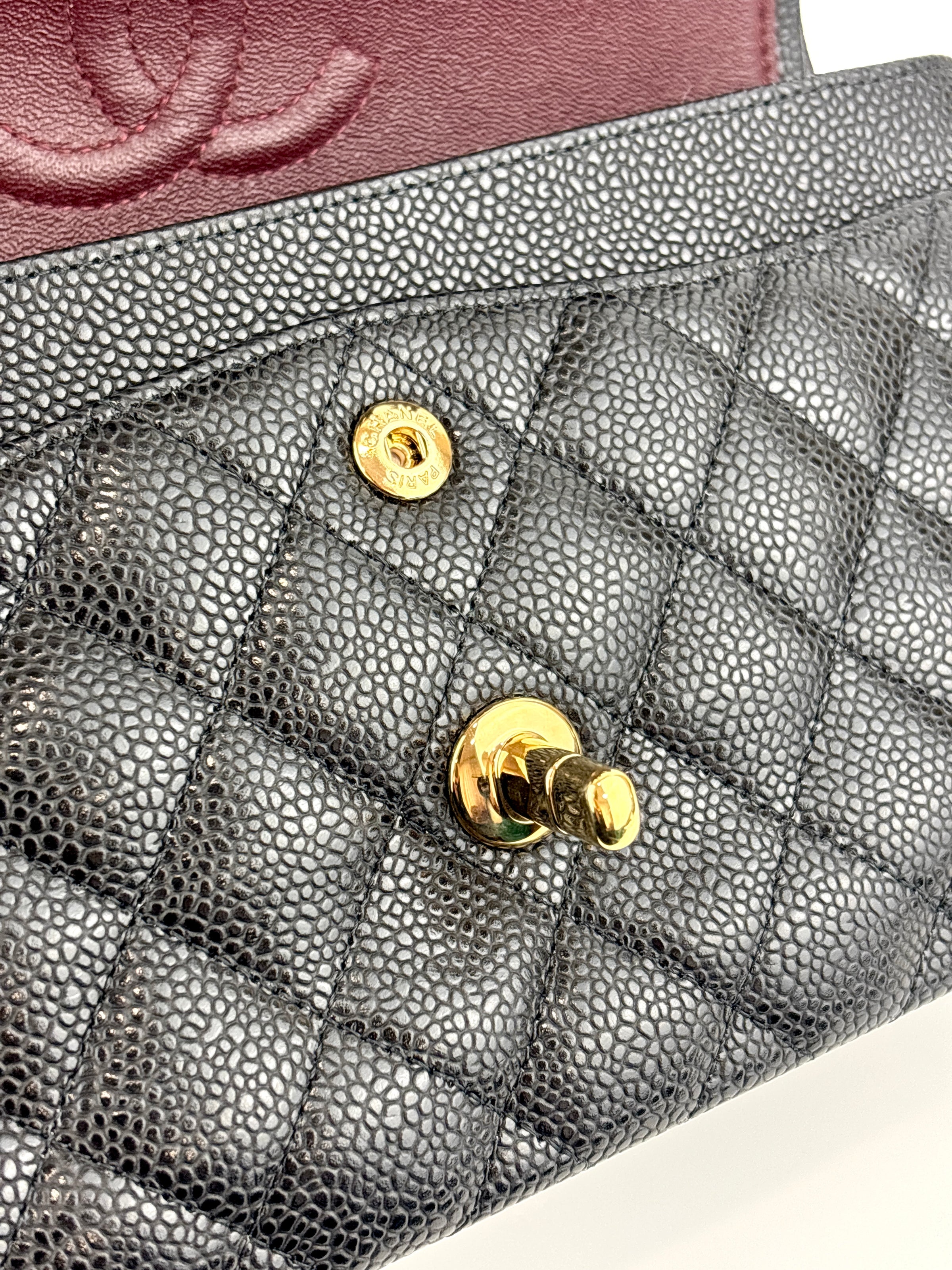 Classic Small Double Flap Black Caviar GHW - Glampot