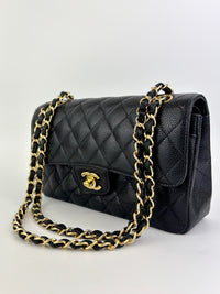Classic Small Double Flap Black Caviar GHW - Glampot