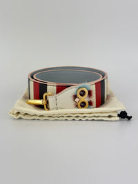 Multicolor Stripe Printed Leather Monster Bag Strap