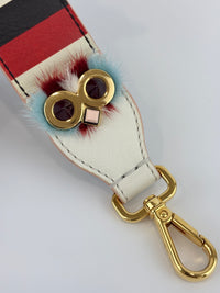 Multicolor Stripe Printed Leather Monster Bag Strap