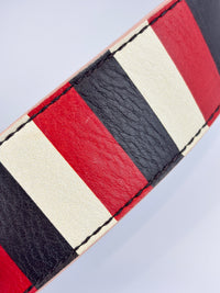Multicolor Stripe Printed Leather Monster Bag Strap