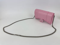 Hourglass Wallet On Chain in Shiny Calfskin Candy Pink