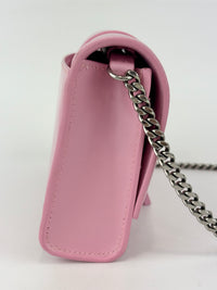 Hourglass Wallet On Chain in Shiny Calfskin Candy Pink