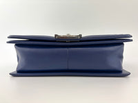 Old Medium Dark Blue Quilted Lambskin Boy Flap RHW