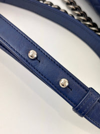 Old Medium Dark Blue Quilted Lambskin Boy Flap RHW