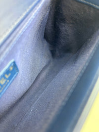 Old Medium Dark Blue Quilted Lambskin Boy Flap RHW