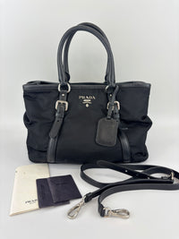 1BA832 Black Nylon & Soft Calf 2Way Tote