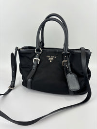 1BA832 Black Nylon & Soft Calf 2Way Tote