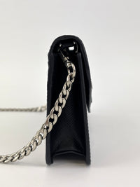 1DH004 Monochrome Embellished Saffiano Leather Wallet On Chain - Glampot