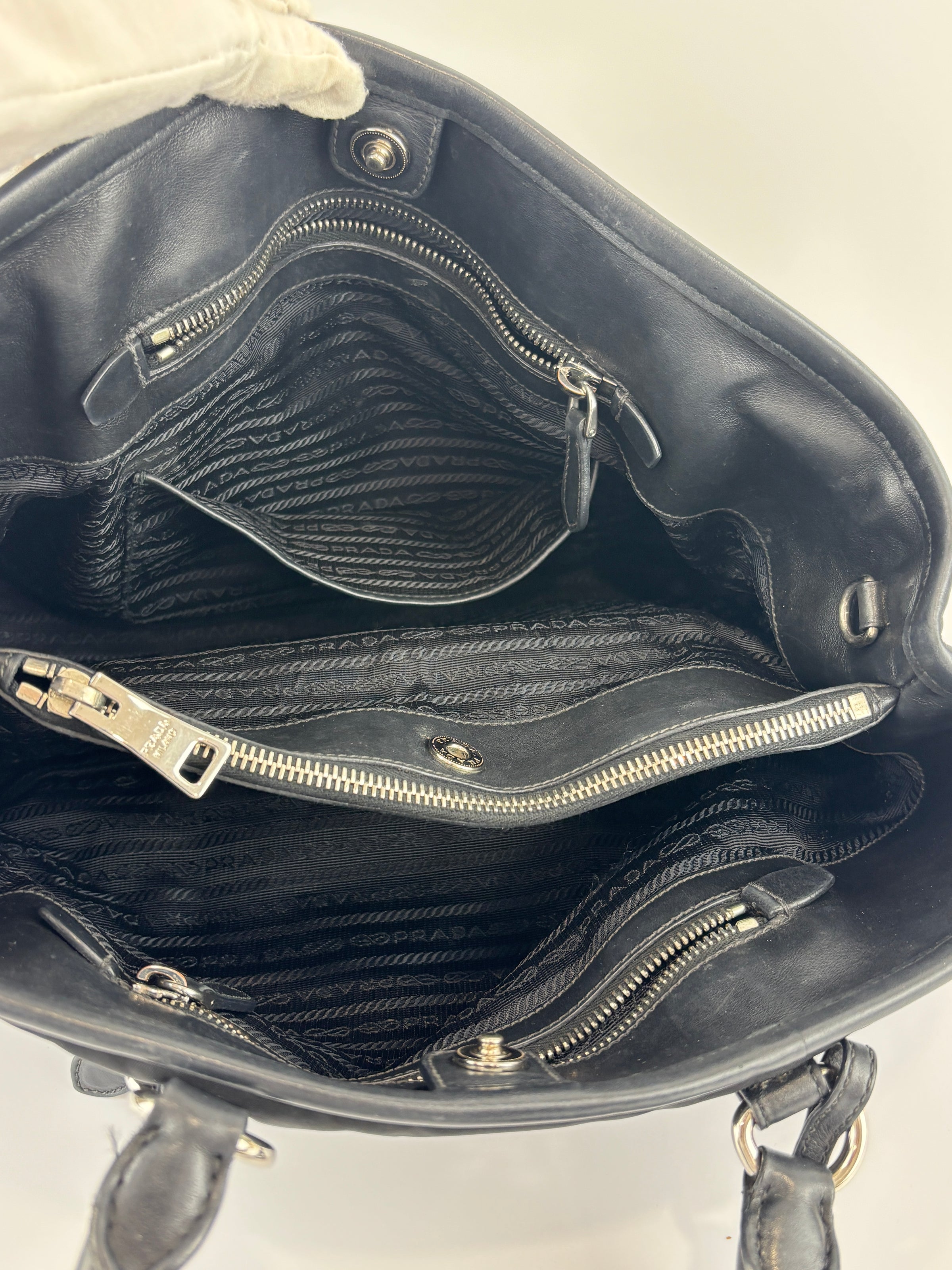 1BA832 Black Nylon & Soft Calf 2Way Tote