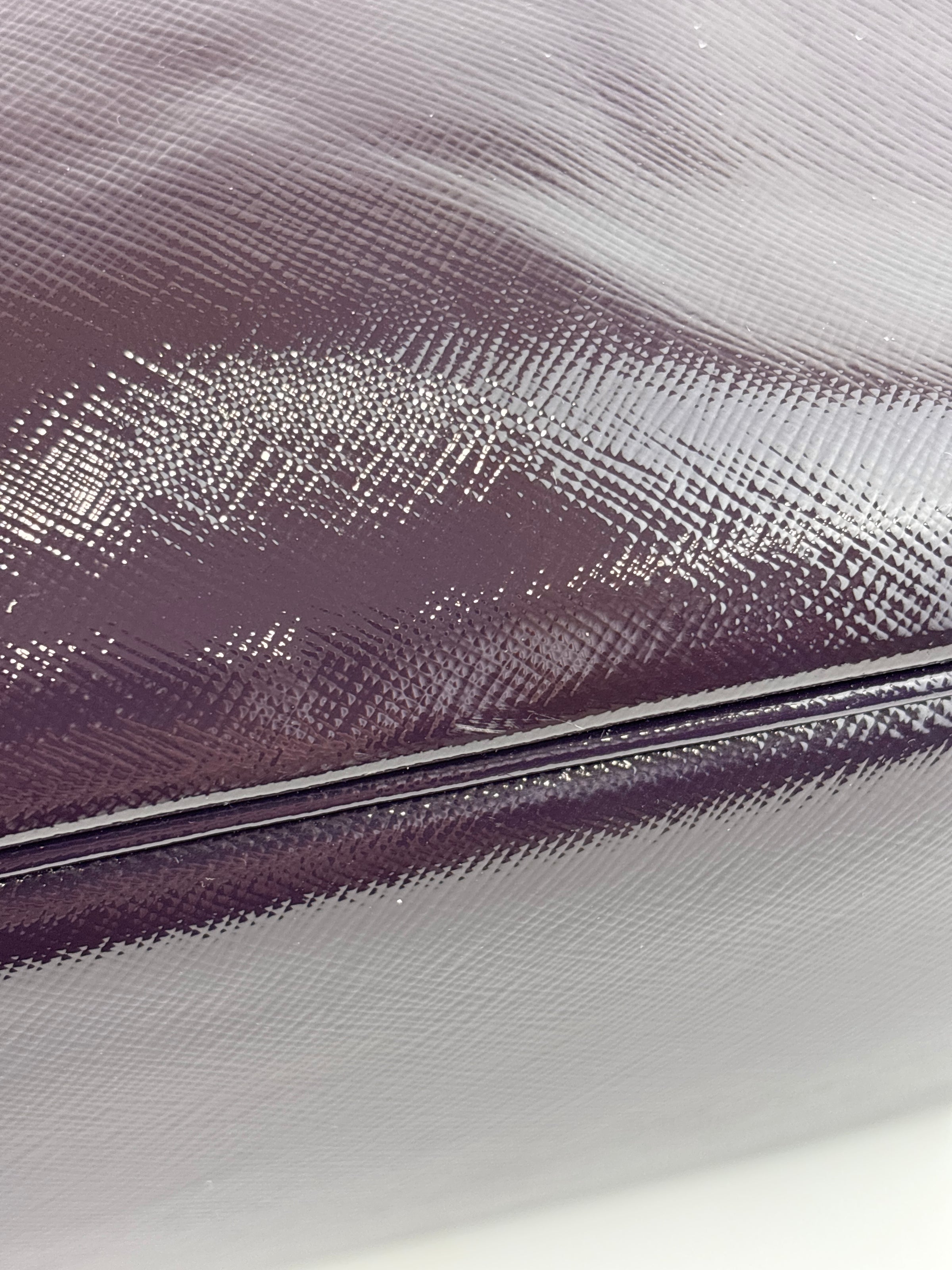 Galleria Medium Saffiano Double Zip Tote Purple Patent