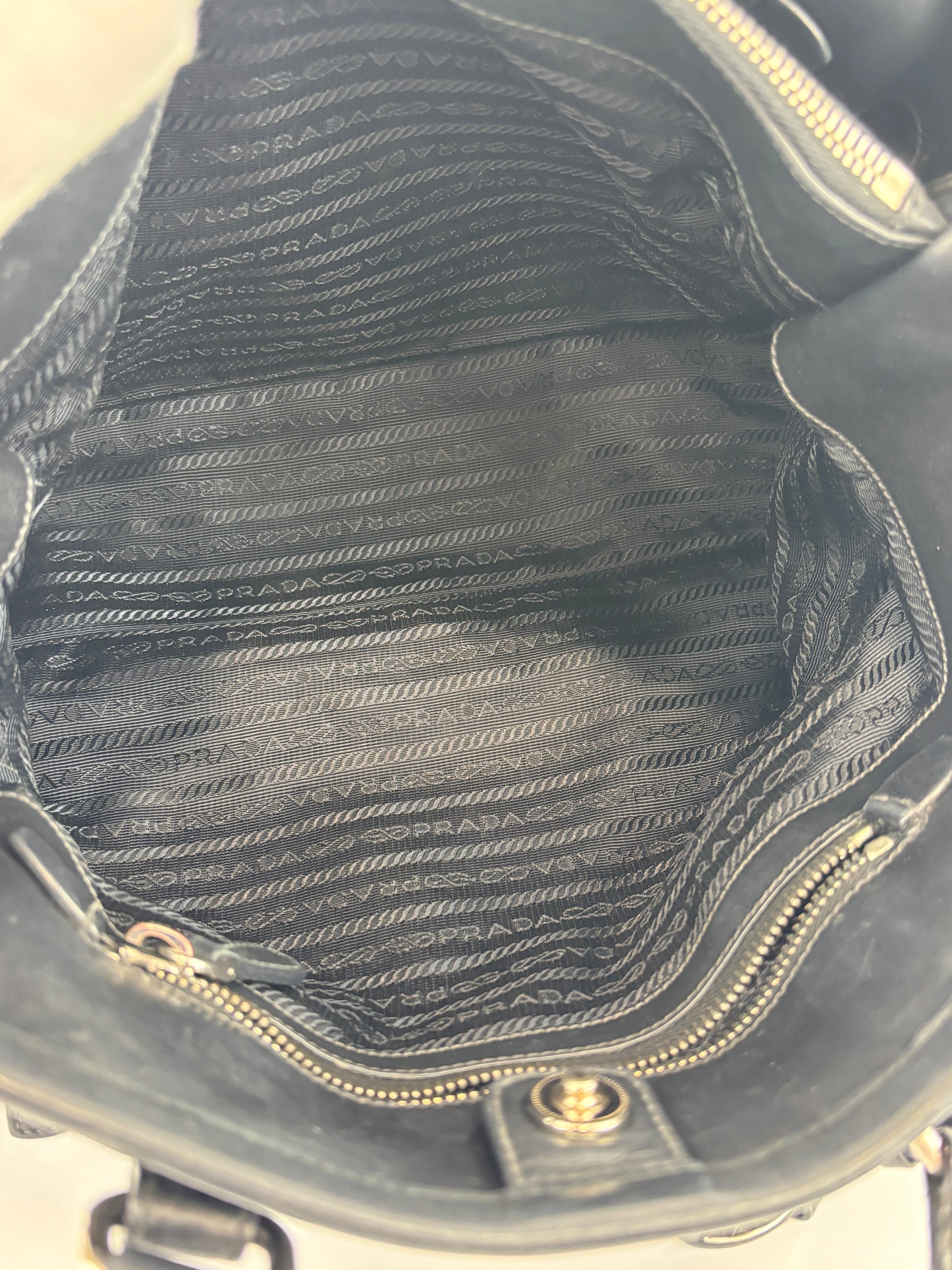 1BA832 Black Nylon & Soft Calf 2Way Tote