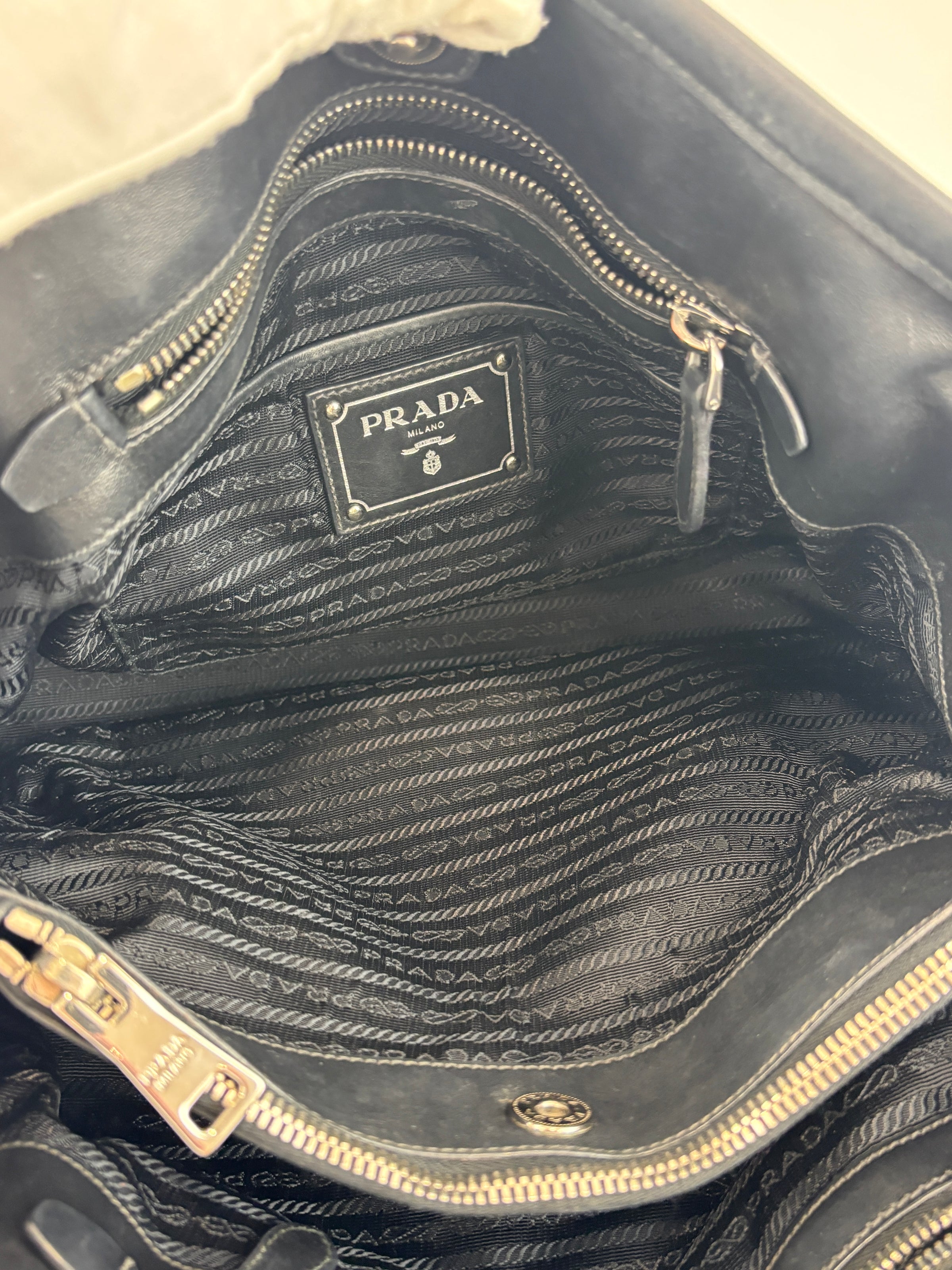 1BA832 Black Nylon & Soft Calf 2Way Tote