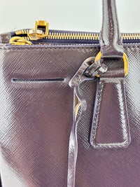 Galleria Medium Saffiano Double Zip Tote Purple Patent